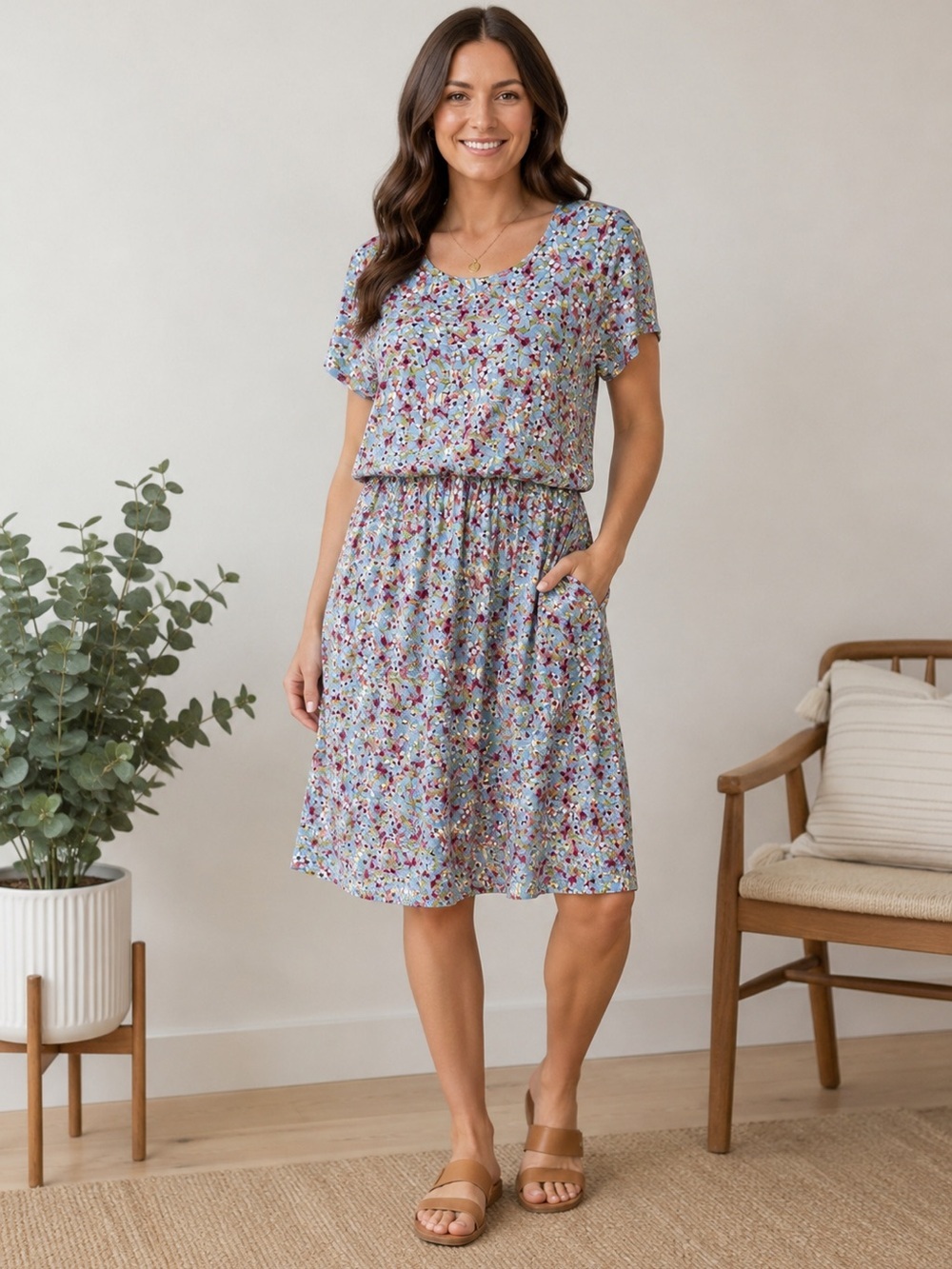 JJill ditsy Floral Short-Sleeve knee length Dress